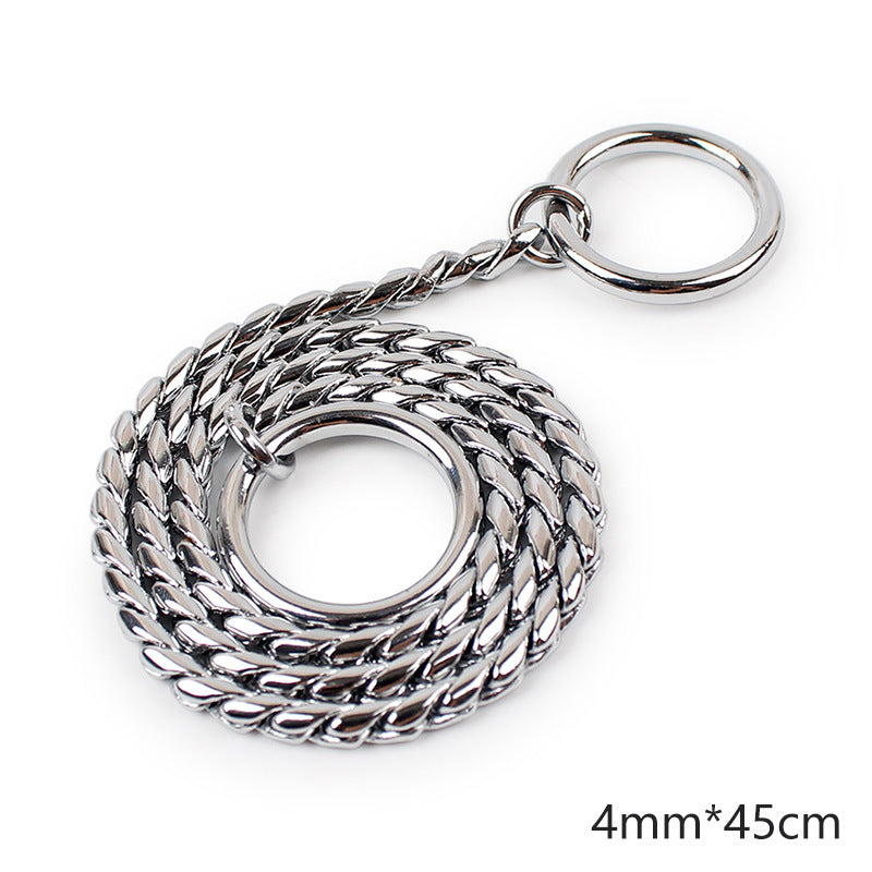 HKM-5220669 Twisted Chain Stainless Steel Pet Choker in Silver