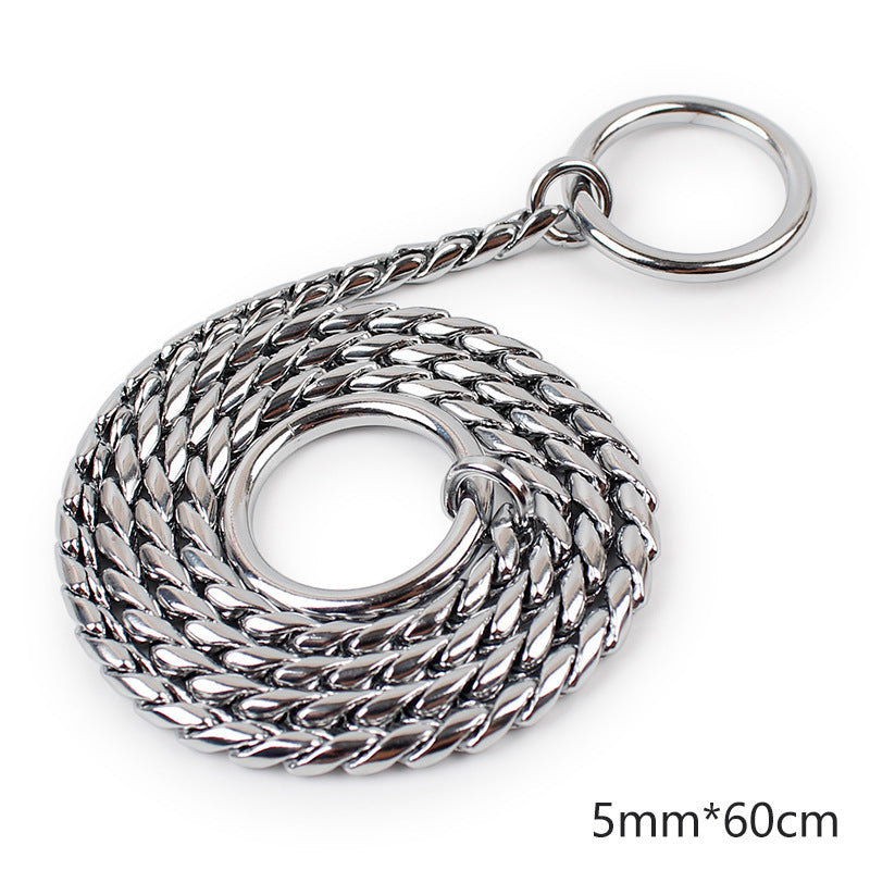 HKM-5220669 Twisted Chain Stainless Steel Pet Choker in Silver