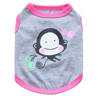 HKM-5221437 Cotton Leisure Vest for Small Dogs - Teddy Pomeranian Style with Happy Monkey Design
