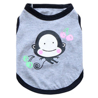 HKM-5221437 Cotton Leisure Vest for Small Dogs - Teddy Pomeranian Style with Happy Monkey Design