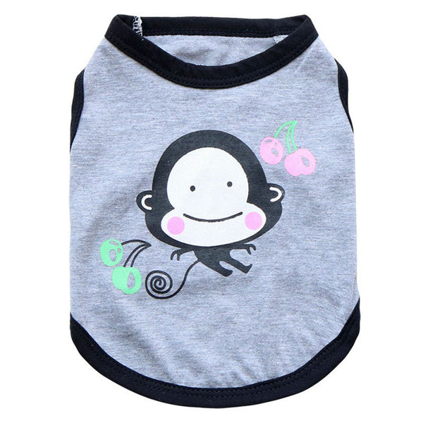 HKM-5221437 Cotton Leisure Vest for Small Dogs - Teddy Pomeranian Style with Happy Monkey Design