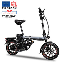 HKM-522259 Compact 48V 14-Inch Electric Foldable Bicycle with Integrated Battery and Disc Brake