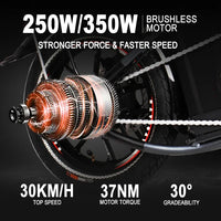 HKM-522259 Compact 48V 14-Inch Electric Foldable Bicycle with Integrated Battery and Disc Brake
