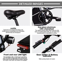 HKM-522259 Compact 48V 14-Inch Electric Foldable Bicycle with Integrated Battery and Disc Brake