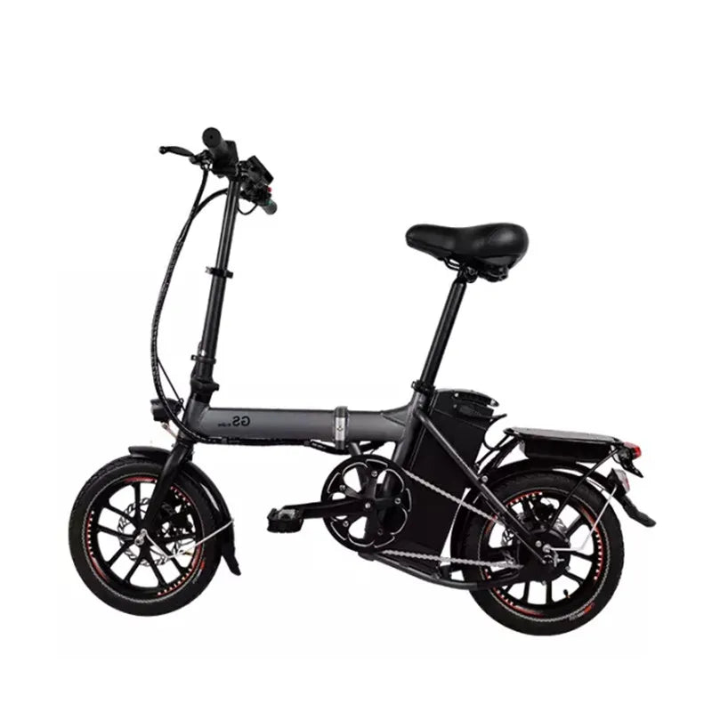 HKM-522259 Compact 48V 14-Inch Electric Foldable Bicycle with Integrated Battery and Disc Brake