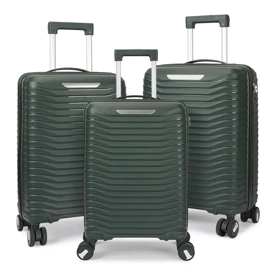 HKM-522323 Custom Colour Designer 3-Piece Trolley Luggage Set - Carry-On Suitcase 20, 24, 28 Inch PP Material