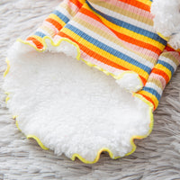 HKM-5225021 Colorful Knitted Dog Shirt in Soft Velvet Fabric - Breathable and Warm Rainbow Design