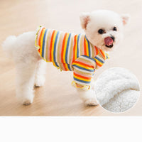 HKM-5225021 Colorful Knitted Dog Shirt in Soft Velvet Fabric - Breathable and Warm Rainbow Design