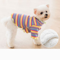 HKM-5225021 Colorful Knitted Dog Shirt in Soft Velvet Fabric - Breathable and Warm Rainbow Design