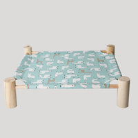 HKM-5225277 Elevated Solid Wood Pet Bed with Removable and Washable Mats for Cats and Dogs