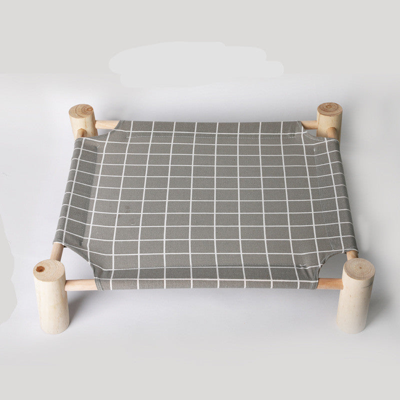 HKM-5225277 Elevated Solid Wood Pet Bed with Removable and Washable Mats for Cats and Dogs