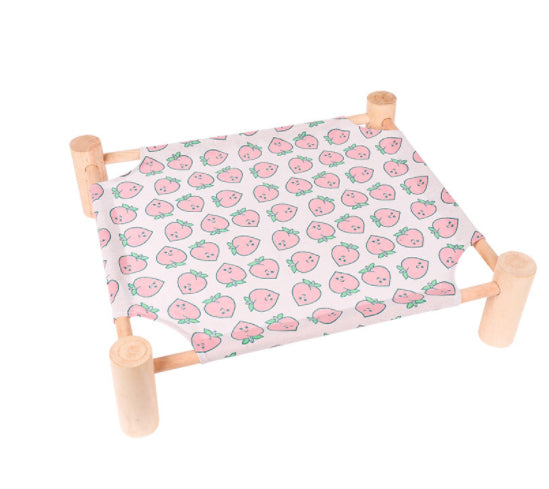 HKM-5225277 Elevated Solid Wood Pet Bed with Removable and Washable Mats for Cats and Dogs