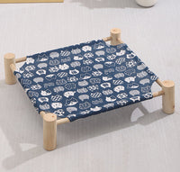 HKM-5225277 Elevated Solid Wood Pet Bed with Removable and Washable Mats for Cats and Dogs