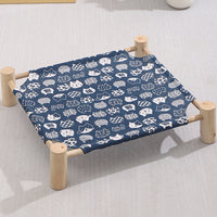 HKM-5225277 Elevated Solid Wood Pet Bed with Removable and Washable Mats for Cats and Dogs