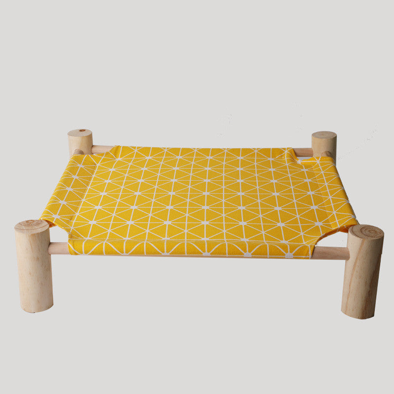 HKM-5225277 Elevated Solid Wood Pet Bed with Removable and Washable Mats for Cats and Dogs