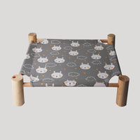 HKM-5225277 Elevated Solid Wood Pet Bed with Removable and Washable Mats for Cats and Dogs