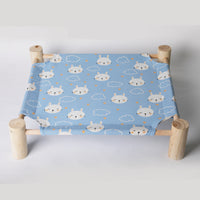 HKM-5225277 Elevated Solid Wood Pet Bed with Removable and Washable Mats for Cats and Dogs