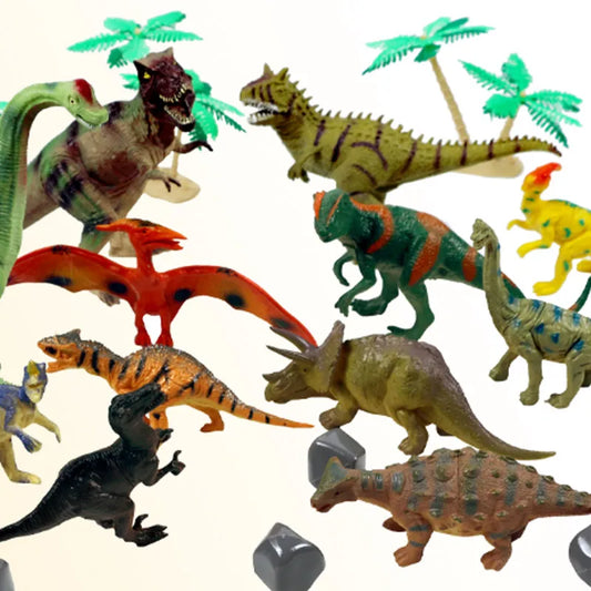 HKM-522579 Miniature Dinosaur Figures Set - 14Pcs Safari & Wild Animal Toys for Kids