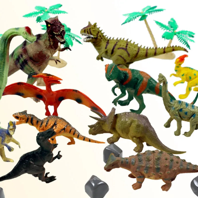 HKM-522579 Miniature Dinosaur Figures Set - 14Pcs Safari & Wild Animal Toys for Kids