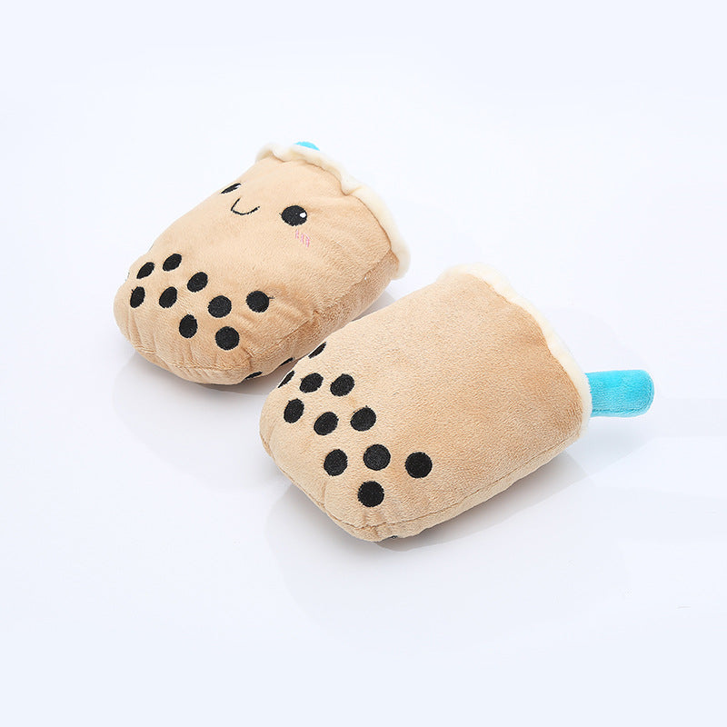 HKM-5226301 Milk Tea Plush Dog Toy – Soft & Durable Chew Resistance for Pets
