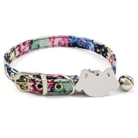 HKM-5226429 Double-Sided Laser Engraved Flower Pattern Pet Collar with Copper Bell - Adjustable Sizes Available