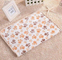 HKM-522707 Soft Paw Print Coral Fleece Pet Blankets in White, Pink, and Brown - Multiple Sizes Available