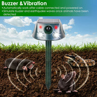 HKM-5228093 Solar Rechargeable Animal Repeller with Ultrasonic, Buzzer, and Vibration Modes - IP66 Waterproof, 2200mAh Battery