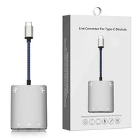 HKM-522835 Type-C 2-in-1 Live Streaming Audio Adapter for iPhone with Charging Capability