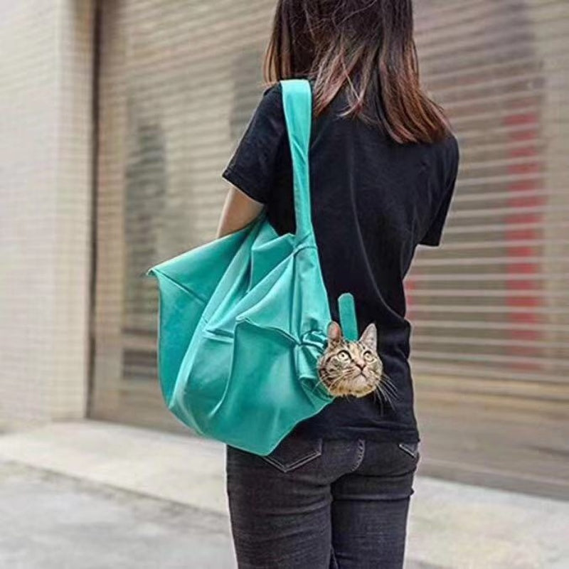 HKM-5228861 One Shoulder Crossbody Backpack for Cats with Front Paw Openings and Secure Zip Closure