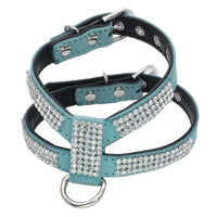 HKM-522963 K-Shaped Rhinestone Dog Harness and Leash Set in Various Colors