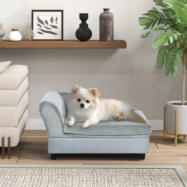 HKM-5231037 Comfy Dog Couch with Hidden Storage - Perfect for Small Pets, Pale Gray