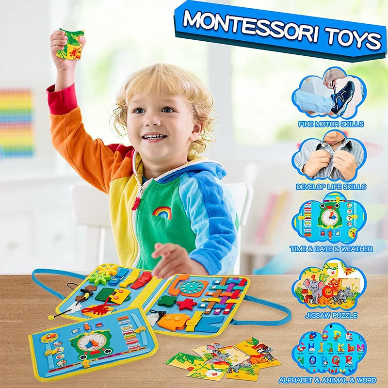 HKM-523219 Dinosaur-Themed Felt Learning Board for Toddlers - Educational Busy Board Cloth for Early Childhood Development