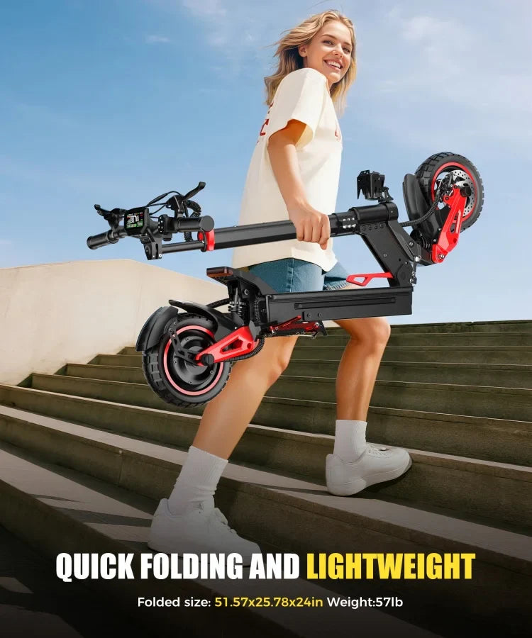 HKM-523283 Electric Scooter with 1600W Motor, 48V18Ah Battery, 50km/h Speed, Dual Suspension, App Control, Foldable Design, 120kg Capacity