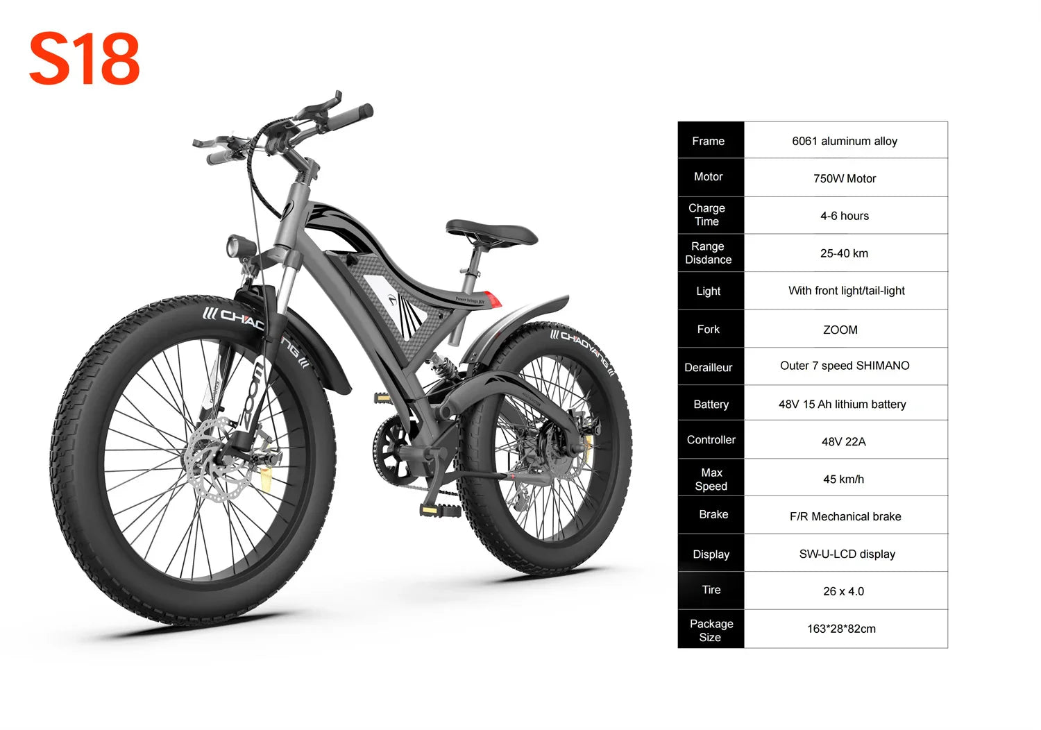 HKM-523411 Electric Mountain Bike Surron S18 750W 48V with 15Ah Battery and 26-Inch Aluminum Alloy Frame