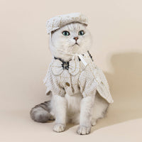 HKM-5234749 Classic Style Cat Hat and Coat Set with Matching Skirt - Available in White and Black, Multiple Sizes