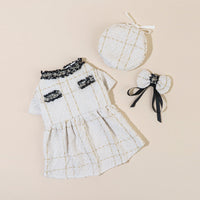 HKM-5234749 Classic Style Cat Hat and Coat Set with Matching Skirt - Available in White and Black, Multiple Sizes