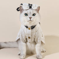 HKM-5234749 Classic Style Cat Hat and Coat Set with Matching Skirt - Available in White and Black, Multiple Sizes
