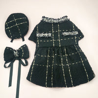 HKM-5234749 Classic Style Cat Hat and Coat Set with Matching Skirt - Available in White and Black, Multiple Sizes