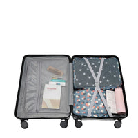 HKM-523475 Expandable 4-Piece Trolley Luggage Set - 20", 24", 28" Suitcases with Wheels and Matching Bag