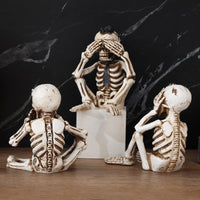 HKM-523539 Halloween Ghost Skeleton Resin Ornament Set - Three Decorative Props for Festive Celebrations