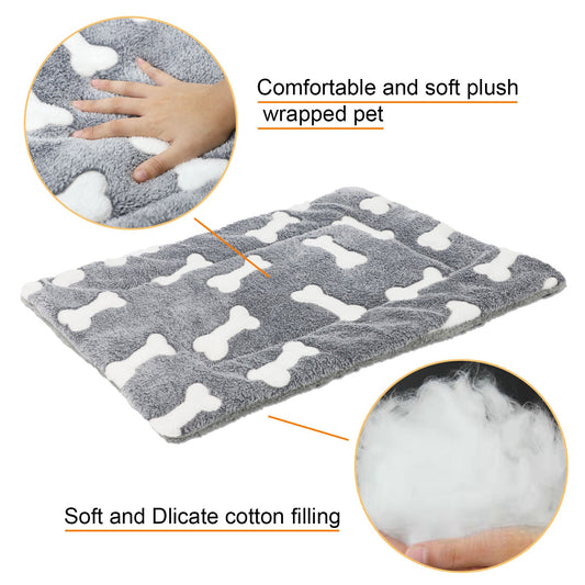 HKM-5235645 Self-Warming Reversible Pet Sleeping Mat for Dogs and Cats – Soft Coral Velvet Dog Bed, Machine Washable, Non-Slip Crate Pad