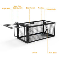 HKM-5236029 Humane Live Rodent Trap Cage - 2 Pack Galvanized Iron Design for Mice Control with Detachable U Shaped Rod