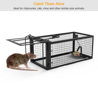 HKM-5236029 Humane Live Rodent Trap Cage - 2 Pack Galvanized Iron Design for Mice Control with Detachable U Shaped Rod