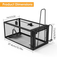 HKM-5236029 Humane Live Rodent Trap Cage - 2 Pack Galvanized Iron Design for Mice Control with Detachable U Shaped Rod