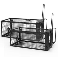 HKM-5236029 Humane Live Rodent Trap Cage - 2 Pack Galvanized Iron Design for Mice Control with Detachable U Shaped Rod