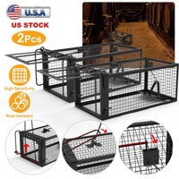 HKM-5236029 Humane Live Rodent Trap Cage - 2 Pack Galvanized Iron Design for Mice Control with Detachable U Shaped Rod