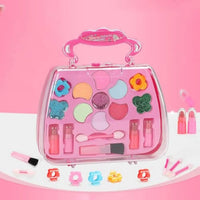 HKM-523603 Kids Pretend Play Makeup Set with Washable Eyeshadow and Lipsticks, Includes Cosmetic Bag, Perfect for Ages 2-13