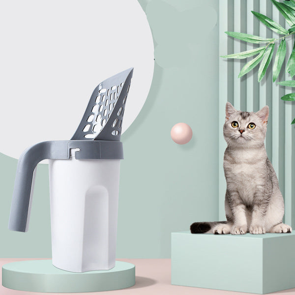 HKM-5236157 Integrated Cat Litter Scoop with Trash Can for Easy Waste Disposal and Cleaning