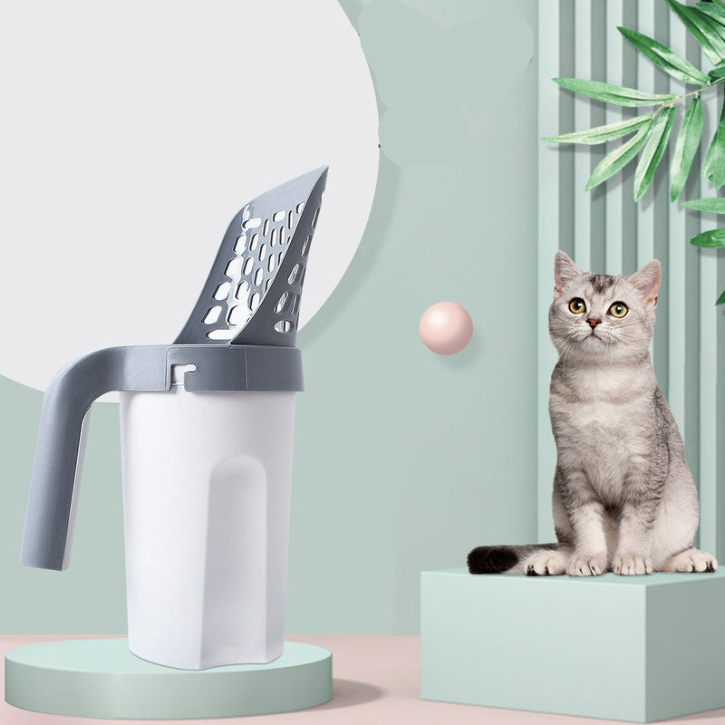 HKM-5236157 Integrated Cat Litter Scoop with Trash Can for Easy Waste Disposal and Cleaning