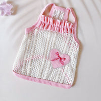 HKM-5237949 Sweetheart Embroidered Cool Breathable Vest for Cats and Dogs - Cream Yellow, Avocado Green, Pink, Size XS-XL